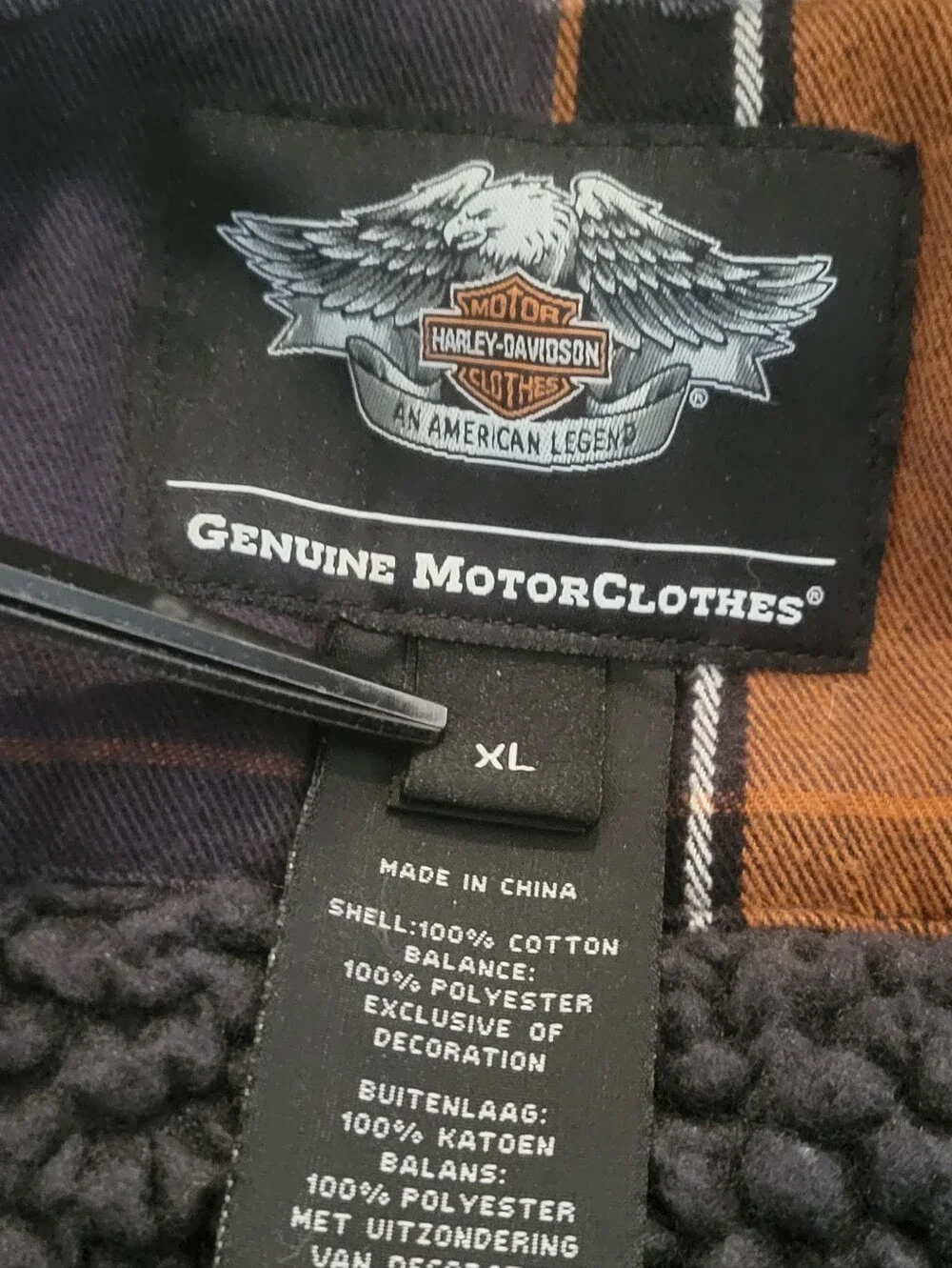 Harley-Davidson Sherpa Lined Plaid Shacket Jacket Handwarmer Pockets Heavyweight